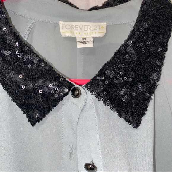 Sequined collared sheer top - Picture 4 of 7